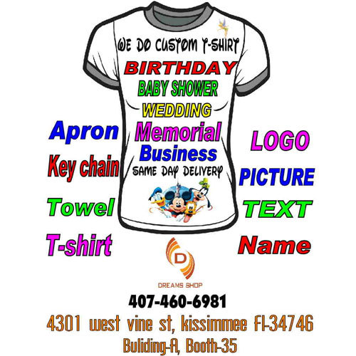 Disney T-shirts, T-shirt, Towel, Custom T-shirt, Key Chains, Apron, Logos, Pictures