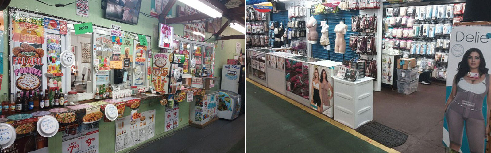 restaurant and shops